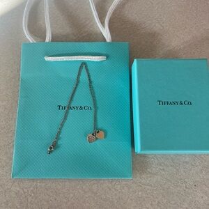 Tiffany & Co. Silver and Tan Heart Pendant Necklace
